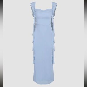 Cider Mesh Ruffle Hem Maxi Dress